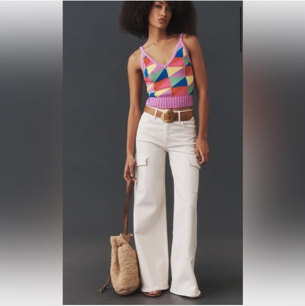 MOTHER Cream Flare Jeans